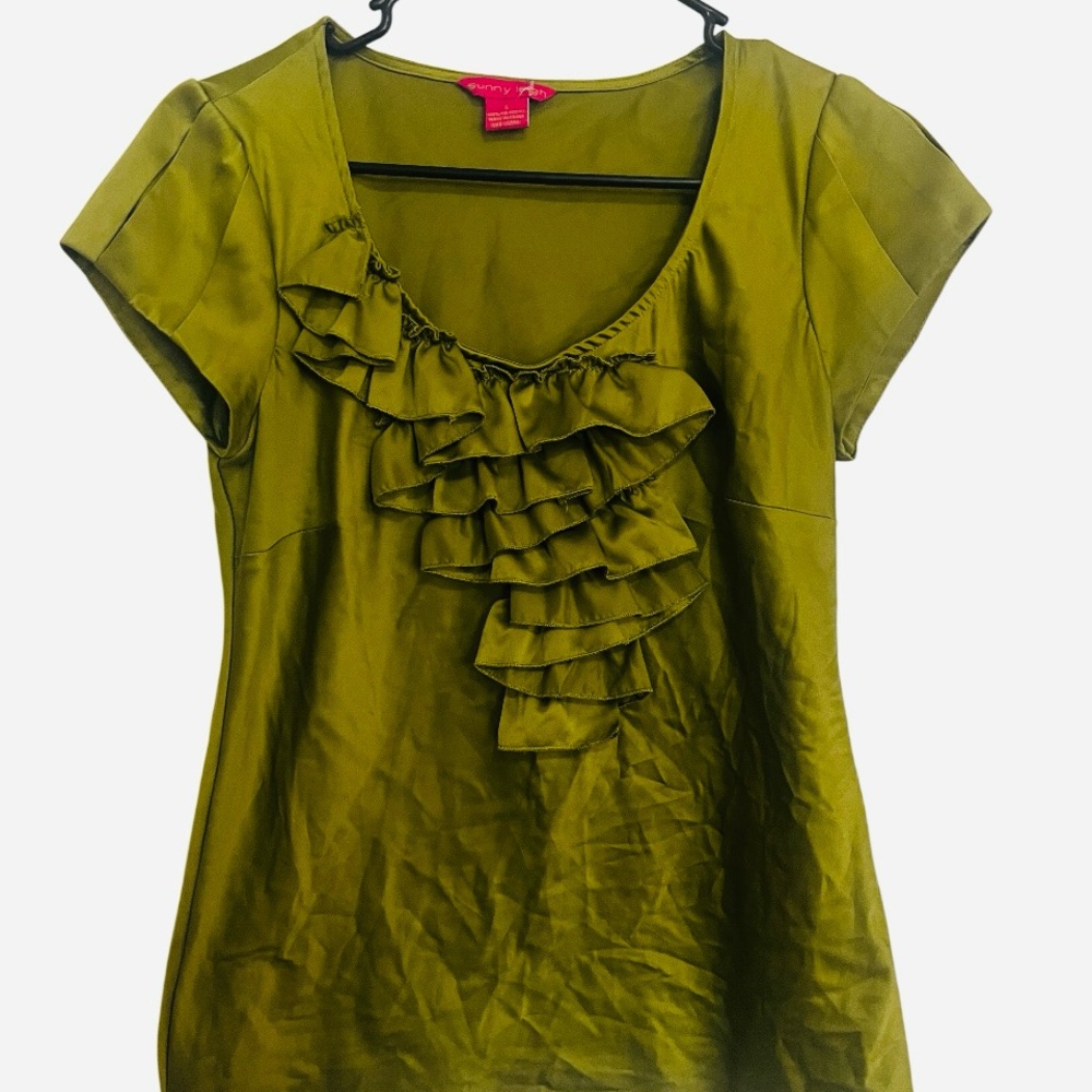 Sunny Leigh Olive Ruffle Blouse